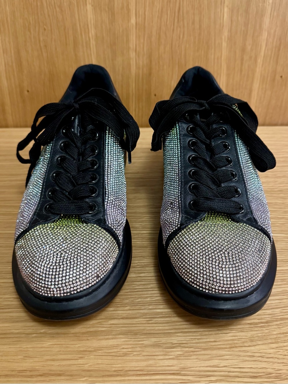 Steve Madden Icebox Sparkly Rhinestone Studded Black Sneakers, Mens 11 - Picture 2 of 11